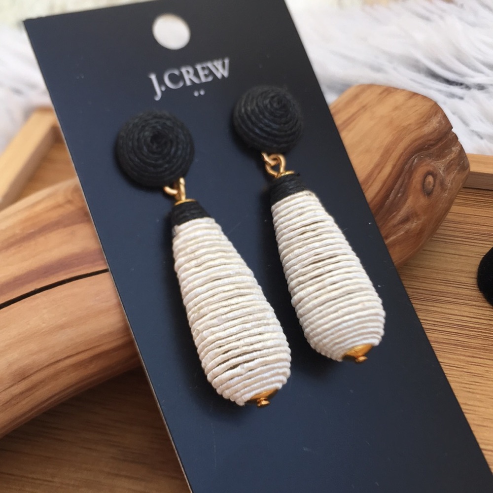 New J. crew Chic Woven Nautical Inspired Teardrop Button Statement Earrings Gift